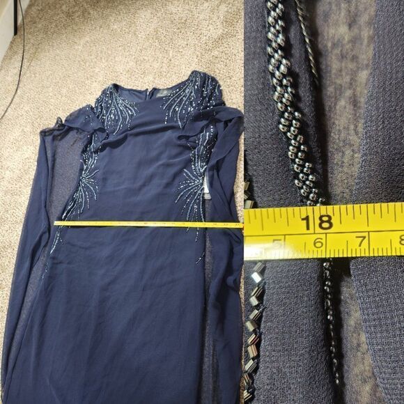 Adrianna Papell - AP1E205401 Beaded Bateau Neck Illusion Chiffon Dress Size 8 - Picture 15 of 16